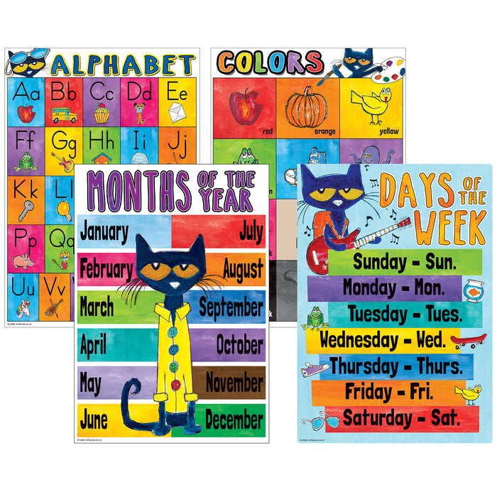 Edupress EP-62002 Pete the Cat Early Learning Small Poster Pack, 11" x 15-3/4", Pack of 12