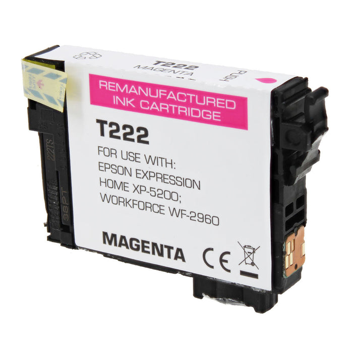 Remanufactured Epson 222 (T222320) InkJet Cartridge, Magenta, 185 Yield, 185 Yield