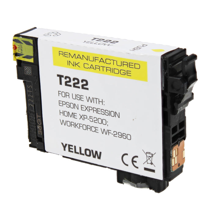 Remanufactured Epson 222 (T222420) InkJet Cartridge, Yellow, 185 Yield, 185 Yield