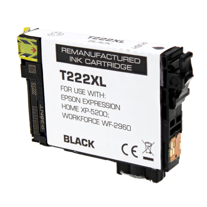 Remanufactured Epson 222XL (T222XL120) InkJet Cartridge, Black, 450 High Yield