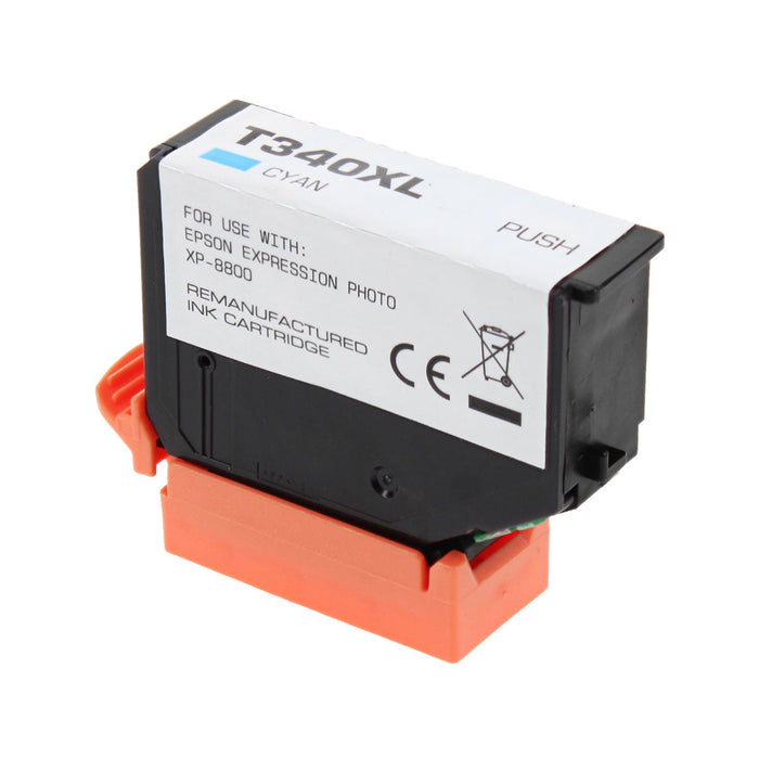 Remanufactured Epson 340XL (T340XL220) InkJet Cartrdieg, Cyan 830 High Yield