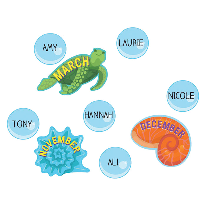 Eureka EU-847833 Seas the Day Let's Shell-ebrate Mini Bulletin Board Set, 46 Pieces