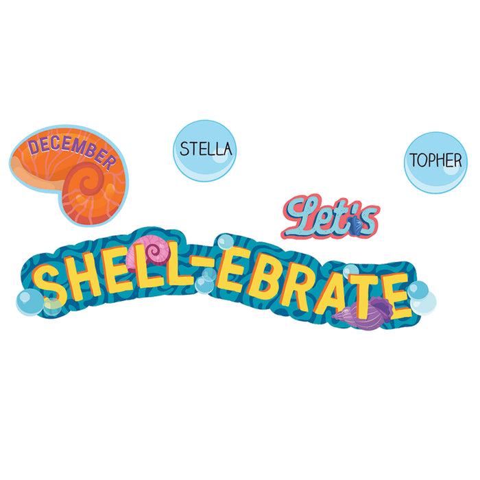 Eureka EU-847833 Seas the Day Let's Shell-ebrate Mini Bulletin Board Set, 46 Pieces