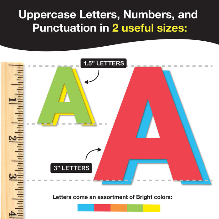 FreshCut Crafts FCC850054391179 Bulletin Board Letters & Numbers, Bright Colors, 1.5in & 3in, 710 Pieces