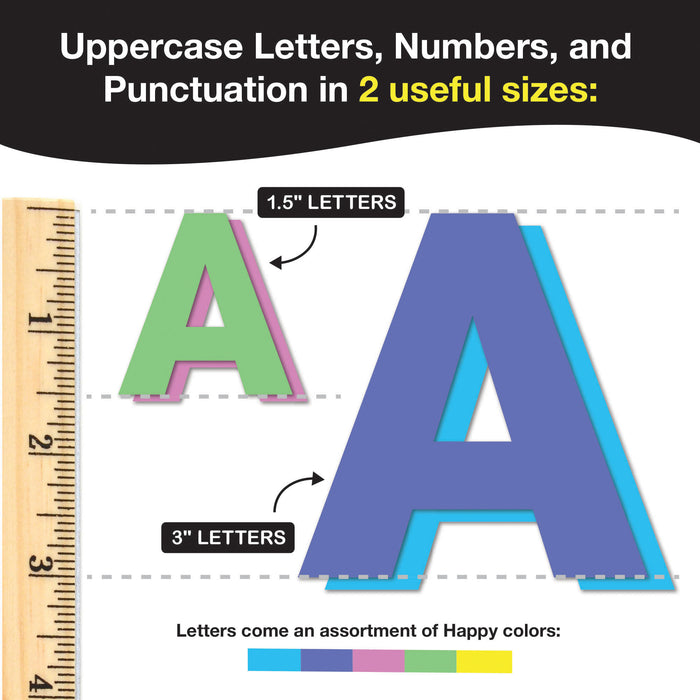FreshCut Crafts FCC850054391186 Bulletin Board Letters & Numbers, Happy Colors, 1.5in & 3in, 710 Pieces
