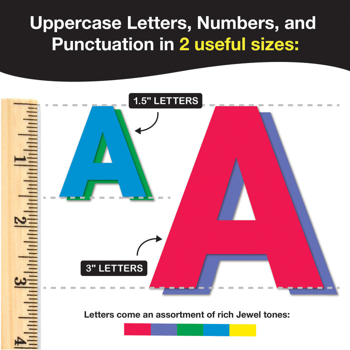 FreshCut Crafts FCC850054391193 Bulletin Board Letters & Numbers, Jewel Colors, 1.5in & 3in, 710 Pieces