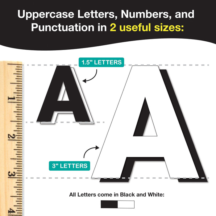 FreshCut Crafts FCC850054391209 Bulletin Board Letters & Numbers, Black & White, 1.5in & 3in, 710 Pieces