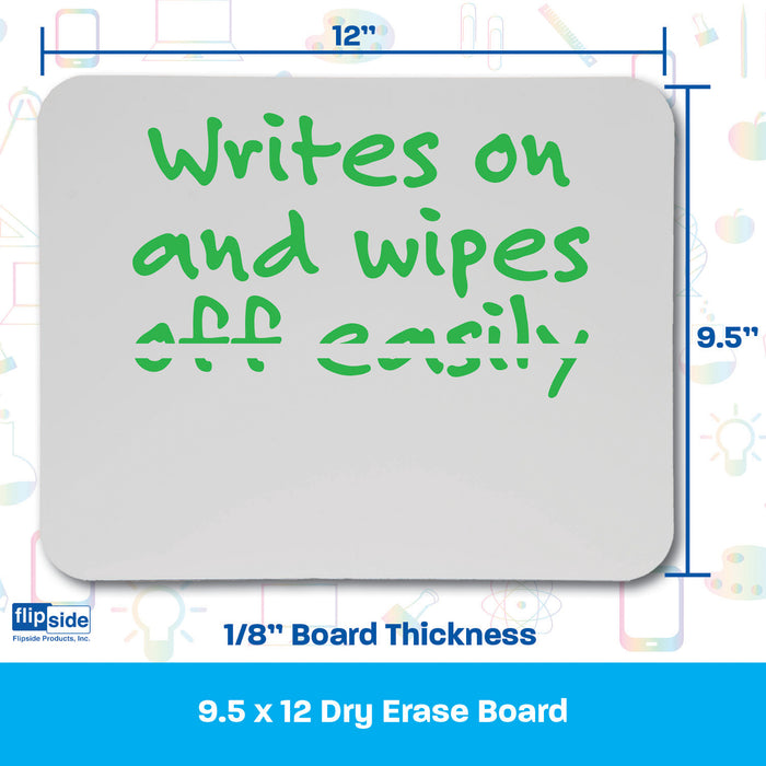 Flipside Products FLP10164 Dry Erase Board Bulk, 9.5" x 12", Pack of 12