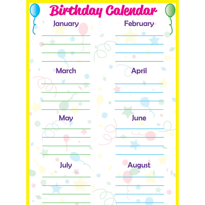 Flipside Products FLP90703 Low-Tac Birthday Calendar Vertical