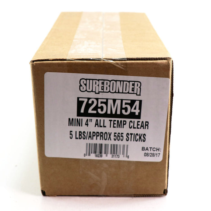 Surebonder FPR725M54 Mini Size 4" Clear Hot Glue Sticks, 5 lb Box