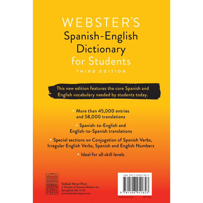Federal Street Press FSP9781596951853 Webster's Spanish-English Dictionary for Students, Third Edition