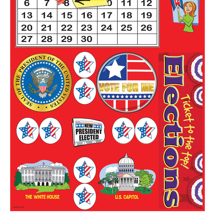 Gallopade GALBBBELEBUL Ticket to the Top - Presidential Elections Bulletin Board Set
