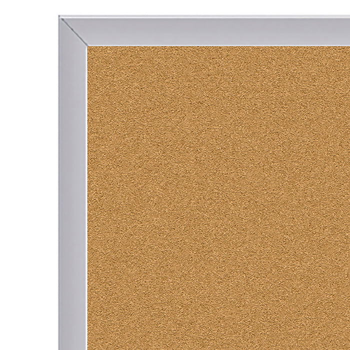 Ghent GH-13181 Natural Cork Bulletin Board with Aluminum Frame, 18"H x 24"W