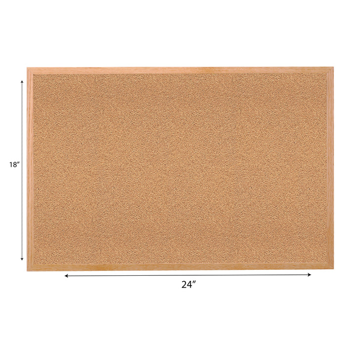 Ghent GH-14181 Natural Cork Bulletin Board with Wood Frame, 18"H x 24"W