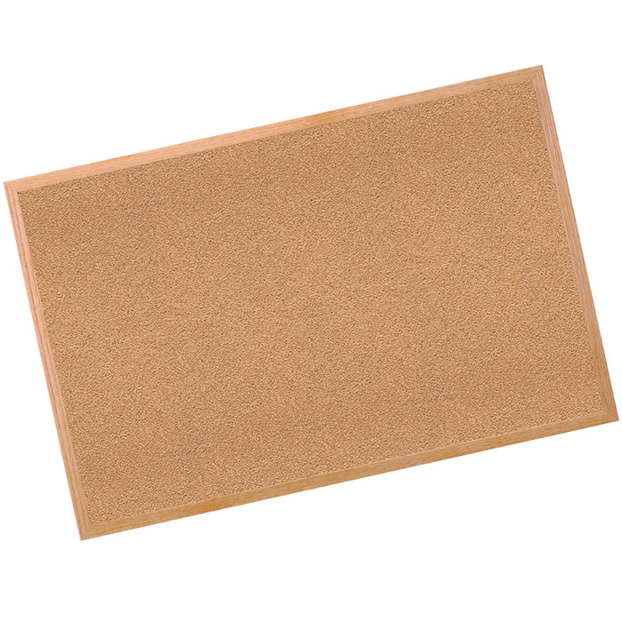 Ghent GH-14231 Natural Cork Bulletin Board with Wood Frame, 2'H x 3'W