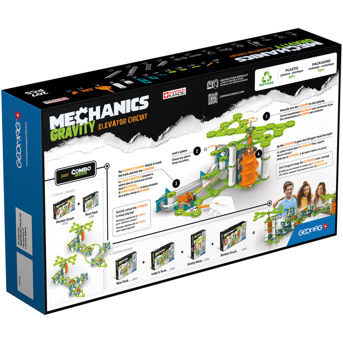 Geomag GMW765 Geomag Mechanics Gravity RE Elev Circuit 207 &ndash; 207-Piece Mechanics Gravity Marble Run STEM Set
