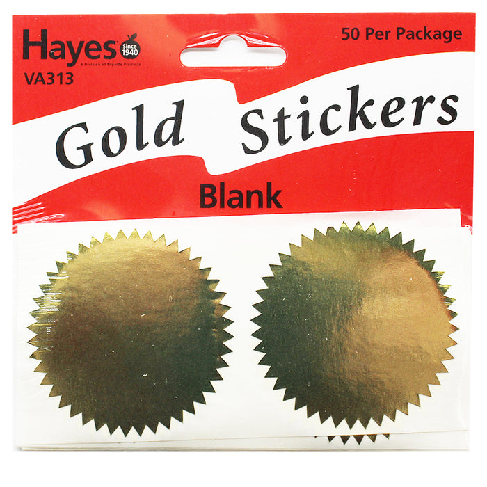 Hayes Publishing H-VA313 2" Blank Gold Stickers, 50 Per Pack