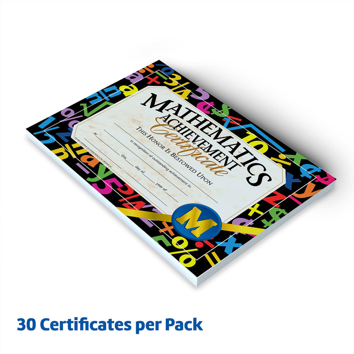 Hayes Publishing H-VA581 Mathematic Achievement Certificate, 8.5" x 11", Pack of 30