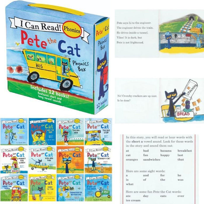 HarperCollins HC-9780062404527 I Can Read!&trade; Pete the Cat Phonics Box, Set of 12 Books