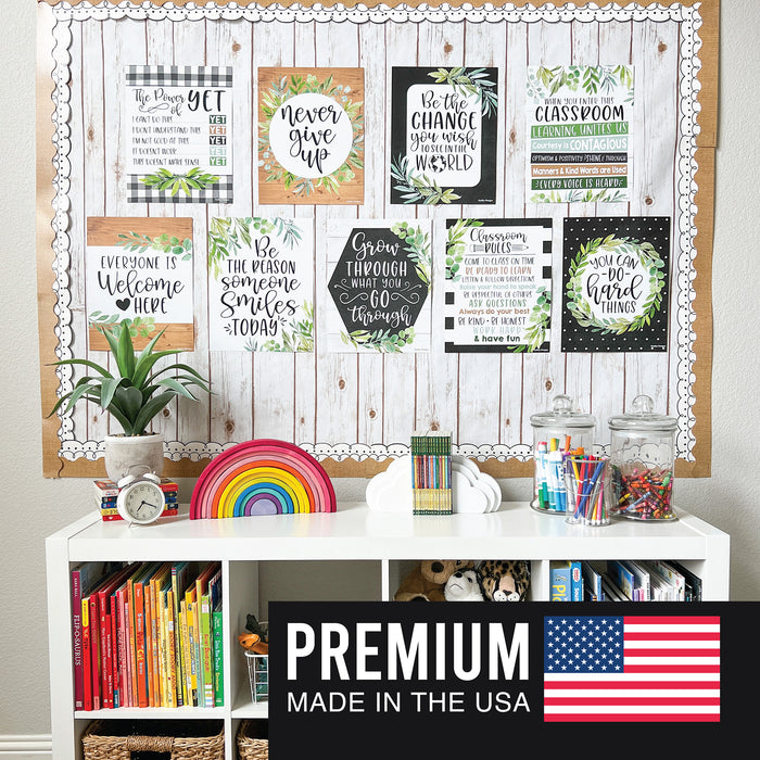 Hadley Designs HDDX004A2EQMD Boho Farmhouse Growth Mindset Classroom Decor Posters, Set of 9