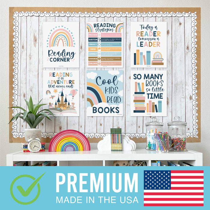 Hadley Designs HDDX004A2EQN7 Boho Reading Posters For Classroom Library Decor, Set of 6