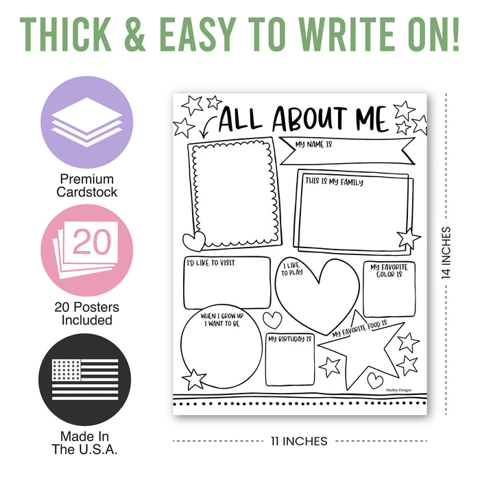 Hadley Designs HDDX004A2JP9H Star Student Read All About Me Posters, Set of 20