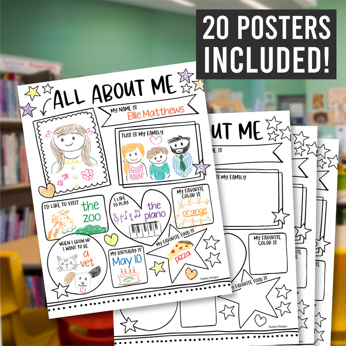 Hadley Designs HDDX004A2JP9H Star Student Read All About Me Posters, Set of 20