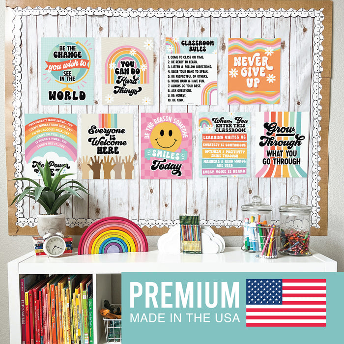 Hadley Designs HDDX004ACAK3H Retro Growth Mindset Classroom Decor Posters, Set of 9