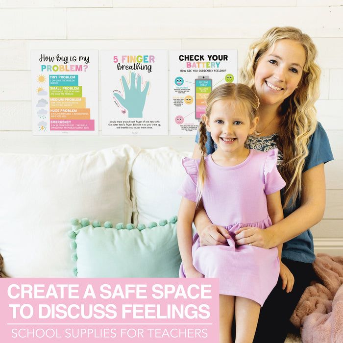 Hadley Designs HDDX004ACWTG3 Colorful Calming Corner and Feelings Chart Posters, Set of 9