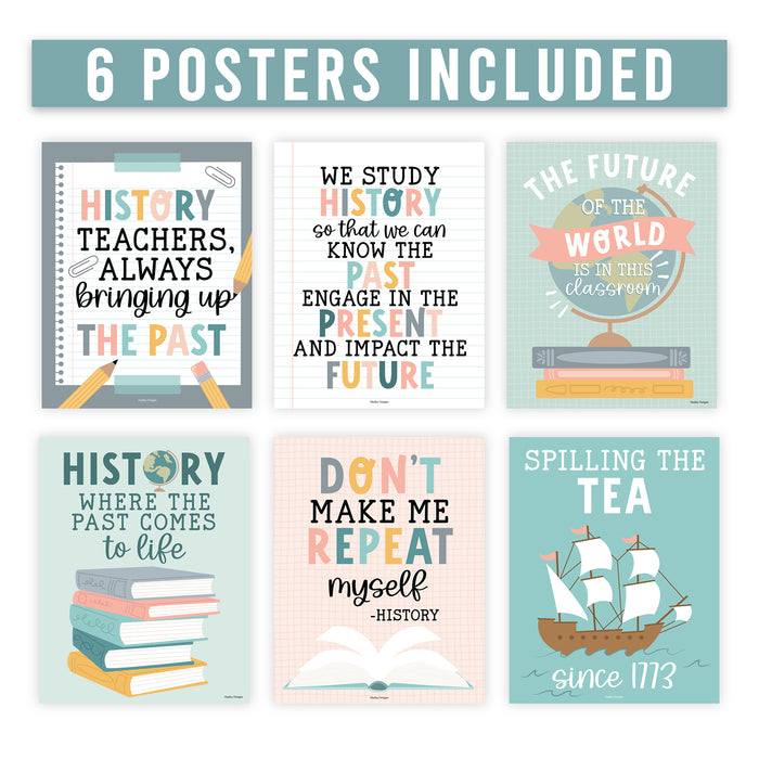 Hadley Designs HDDX004BE8MKR Boho History Bulletin Board Classroom Decor Posters, Set of 6
