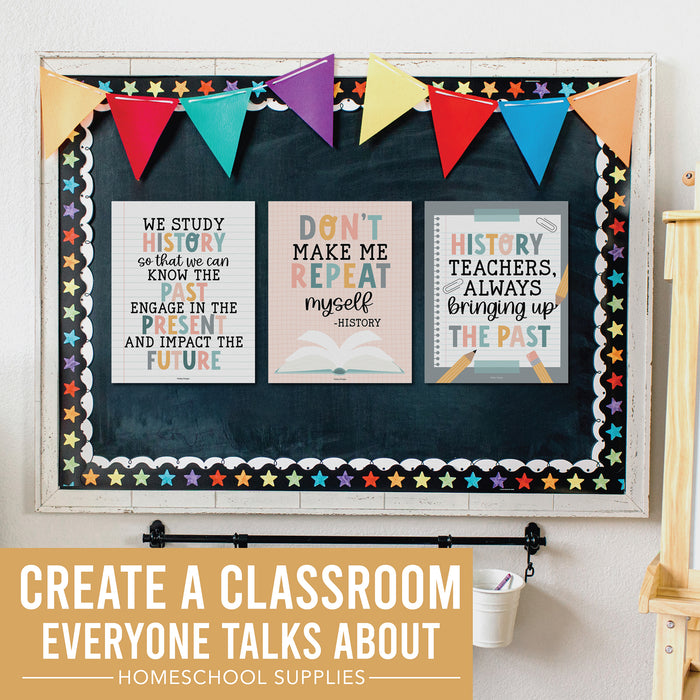 Hadley Designs HDDX004BE8MKR Boho History Bulletin Board Classroom Decor Posters, Set of 6