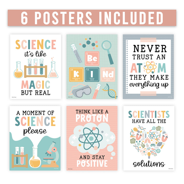 Hadley Designs HDDX004BE8MMP Boho Science Bulletin Board Classroom Decor Posters, Set of 6