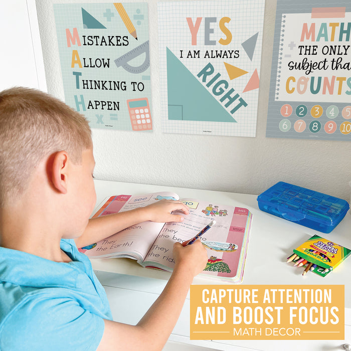 Hadley Designs HDDX004BEB10P Boho Math Bulletin Board Classroom Decor Posters, Set of 6
