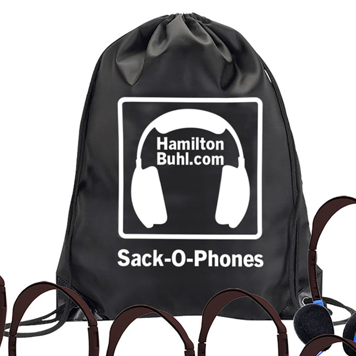 HamiltonBuhl HECSOPHA2BLU Sack-O-Phones, 10 Personal Headphones in a Carry Bag, Blue