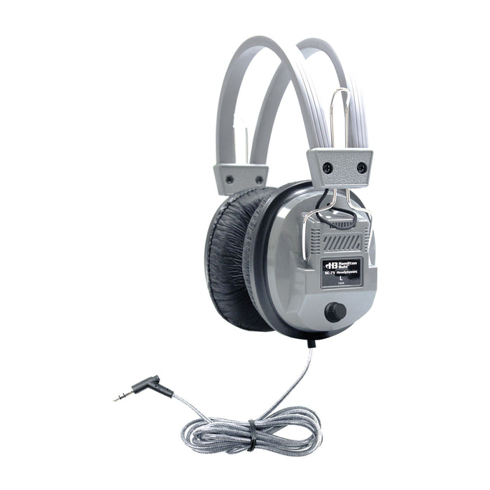 HamiltonBuhl HECWNCCD3856SV 6 Person Listening Center with Bluetooth CD/Cassette/FM Boombox and Deluxe Over-Ear Headphones