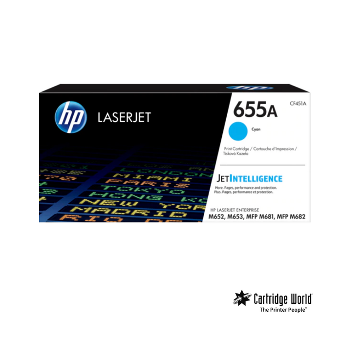 HP CF451A Color Laserjet M652dn 655A Cyan Toner HEWLETT-PACKARD
