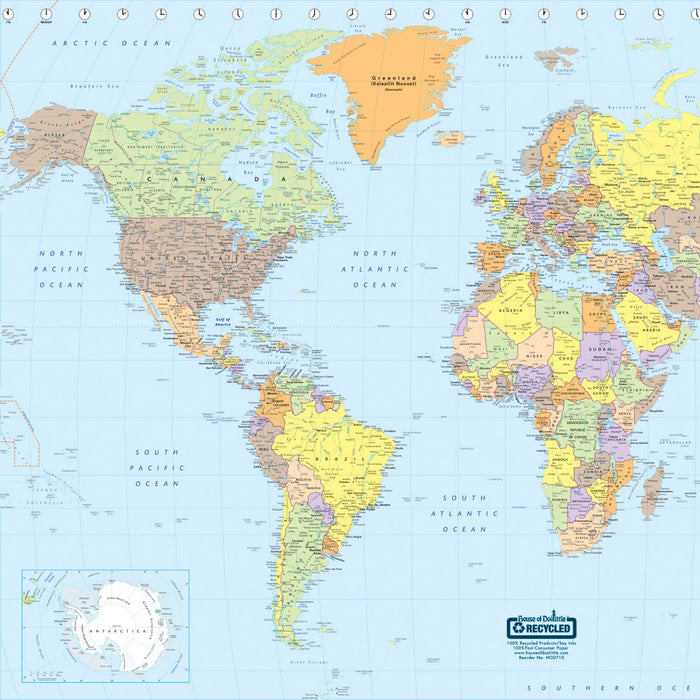 House of Doolittle HOD711 Laminated World Map, 38" x 25"