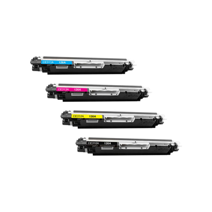 Compatible HP 126A Black, Cyan, Magenta, Yellow Toner Cartridges