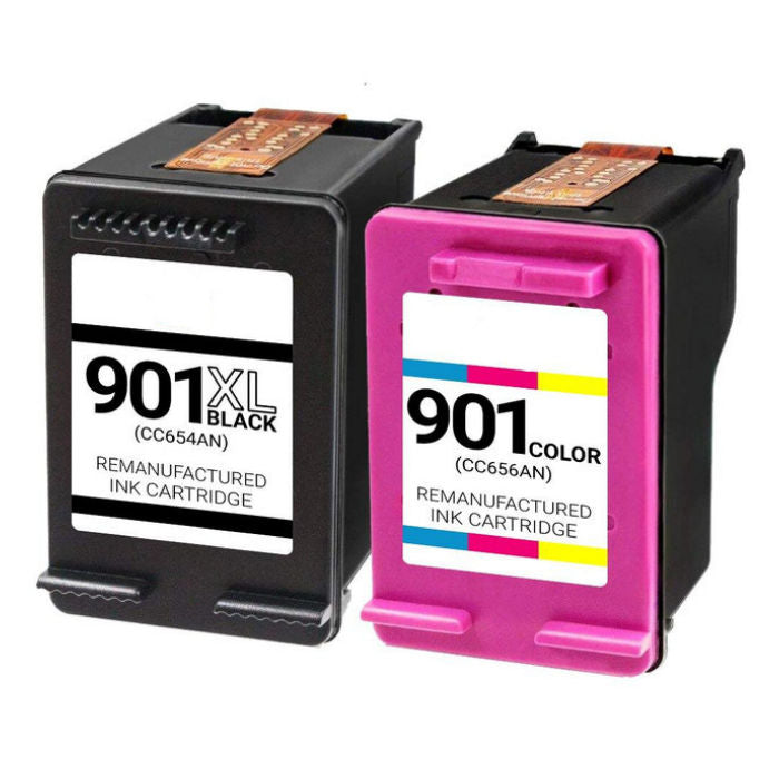 Remanufactured HP CC654AN CC656AN (HP 901XL) Black , Color Inkjet Cartridges