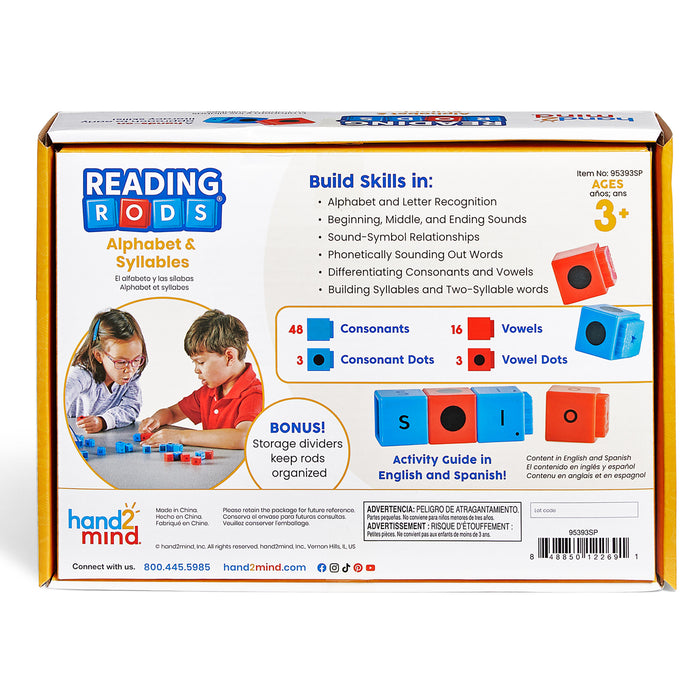 Hand2Mind HTM95393SP Reading Rods in Spanish, Alphabet & Syllables