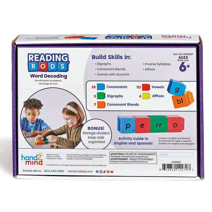 Hand2Mind HTM95395SP Reading Rods in Spanish, Word Decoding