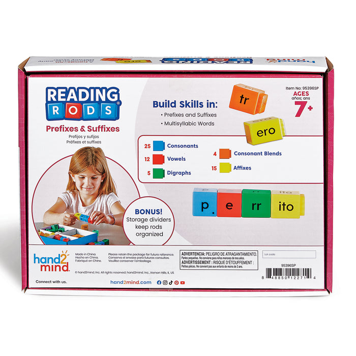 Hand2Mind HTM95396SP Reading Rods in Spanish, Prefixes & Suffixes