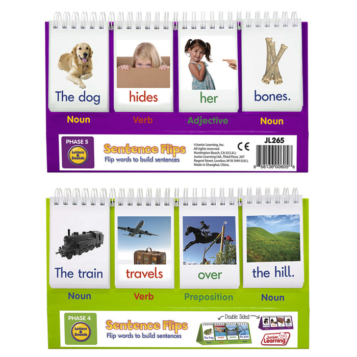 Junior Learning JRL265 Sentence Flips, Double-Sided Sentence Building Flip Chart