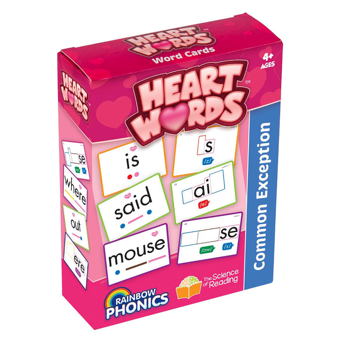 Junior Learning JRLRP107 Rainbow Phonics Heart Word Cards, Common Exception Words