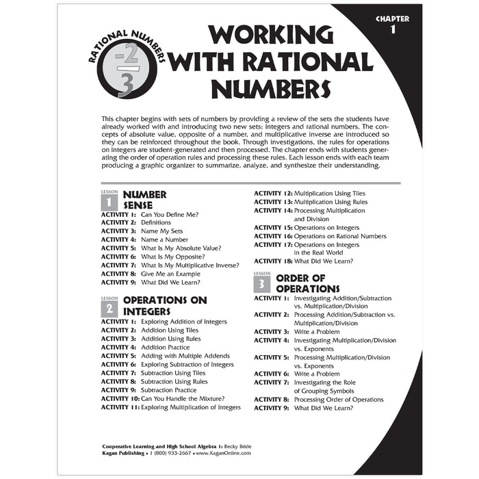 Kagan Publishing KA-BBA Cooperative Learning & Algebra Book, Grade 7-12
