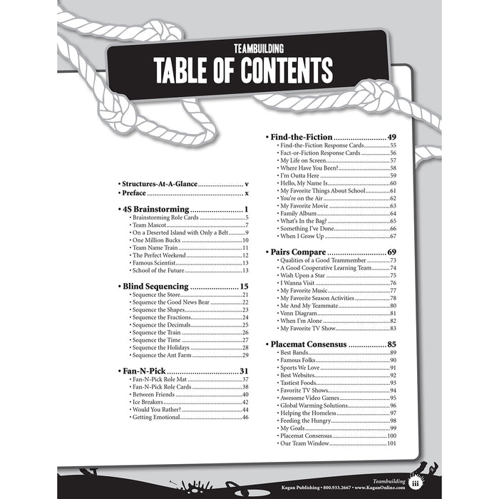 Kagan Publishing KA-BKT Teambuilding Cooperative Learning Structures Book, Grade Pre-K-12