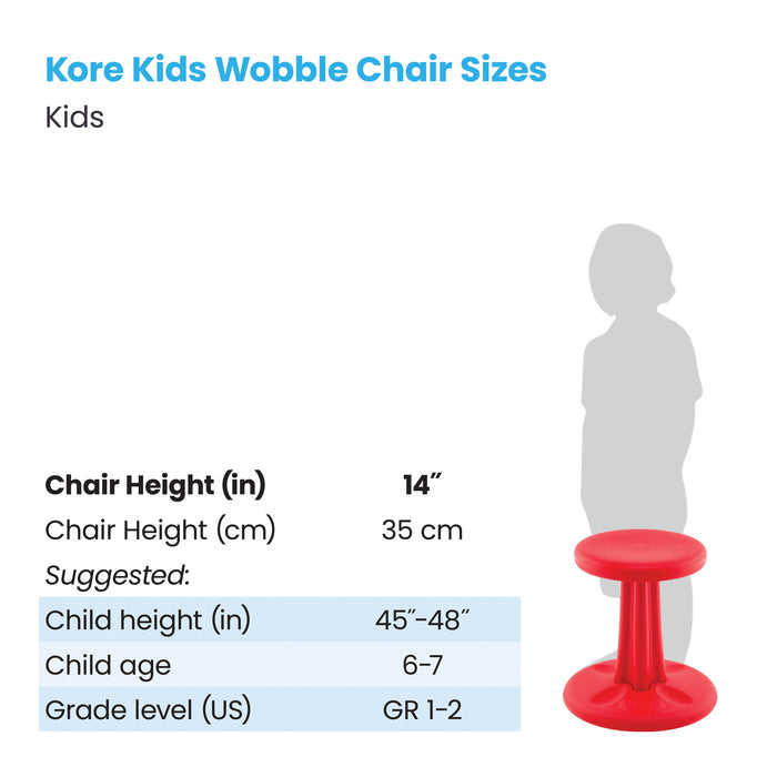 Kore Design KD-112 Kids Wobble Chair 14", Red