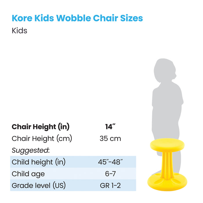 Kore Design KD-116 Kids Wobble Chair 14", Yellow