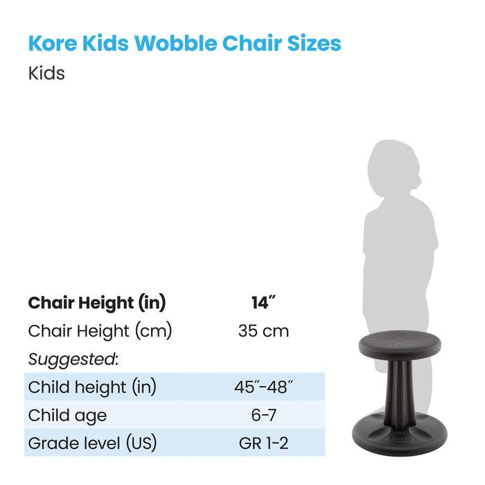 Kore Design KD-600 Kids Wobble Chair 14", Black