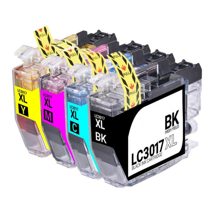 Compatible Brother LC-3017 4 Pack. Black, Cyan, Magenta, Yellow